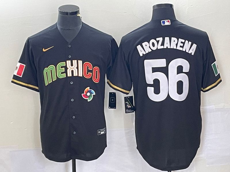 Men 2023 World Cub Mexico 56 Arozarena Black Nike MLB Jersey11